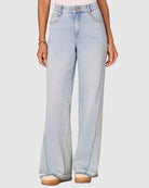 Light Blue $|& Democracy Absolution Skyrise Wide Leg Jeans With Released Hem - VOF Detail