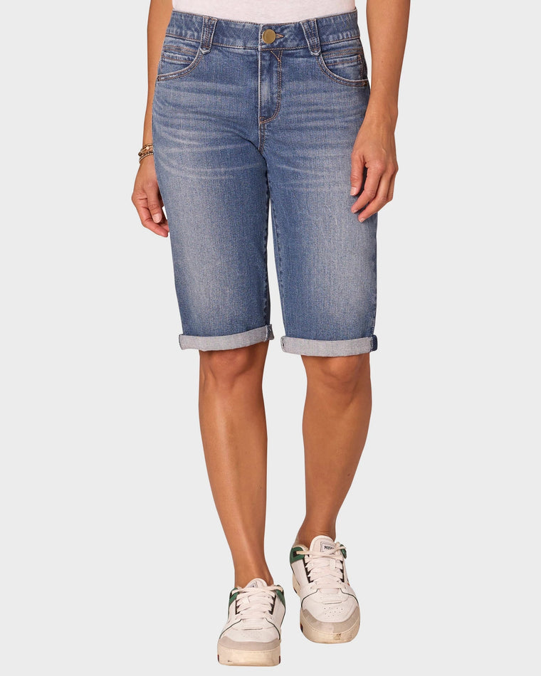 Mid Blue Artisanal $|& Democracy Absolution Cuffed Bermuda Short - VOF Detail