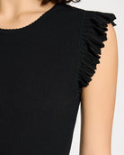 Black $|& Skies Are Blue Ruffle Sleeveless Ribbed Crew Neck Top - SOF Full Front