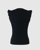Black $|& Skies Are Blue Ruffle Sleeveless Ribbed Crew Neck Top - Hanger Side
