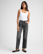 Black Stone $|& Bayeas High Rise Straight Leg Jeans - SOF Full Front