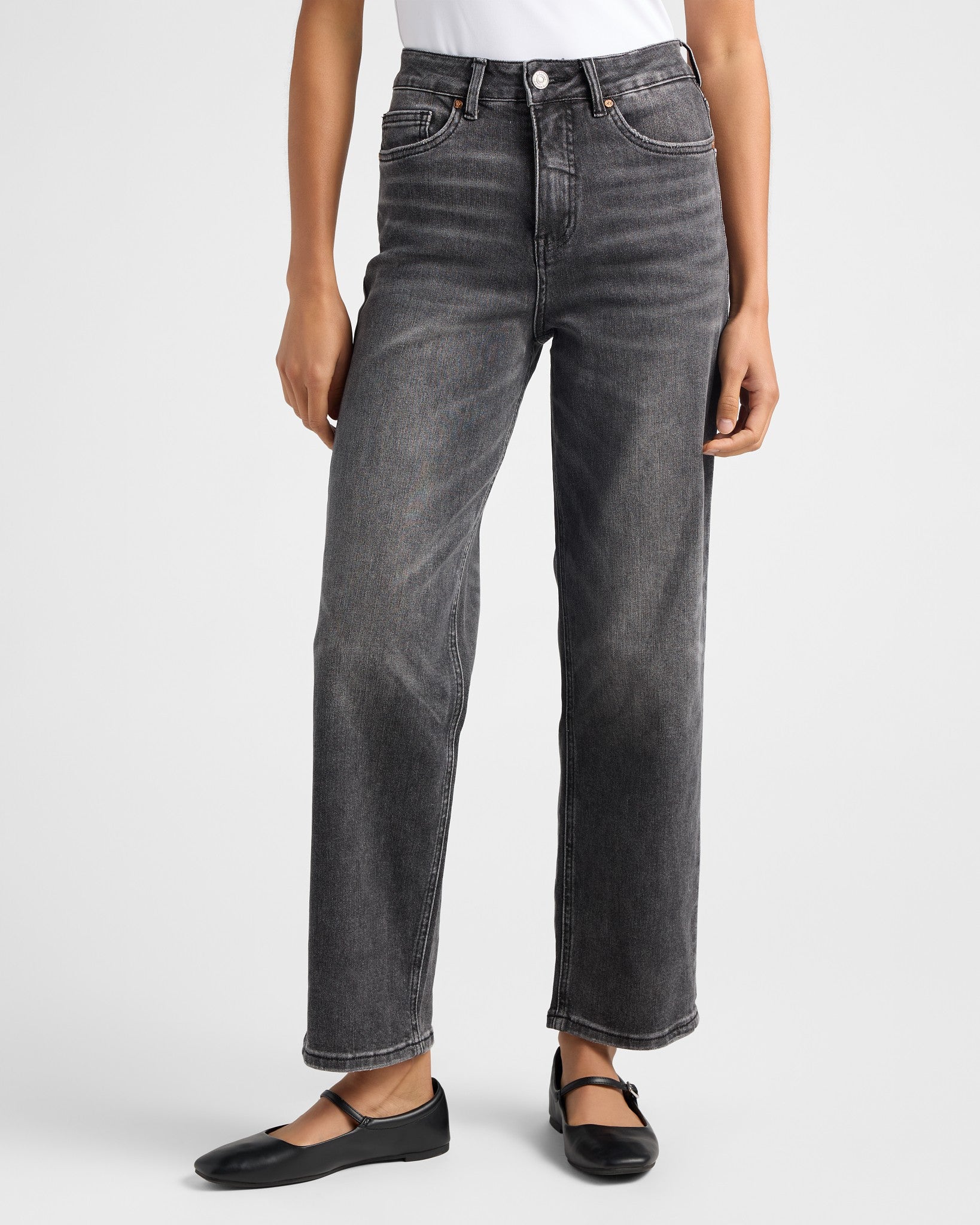 Black Stone $|& Bayeas High Rise Straight Leg Jeans - SOF Front