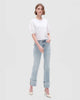 Mid Rise Cuffed Straight Leg Jeans
