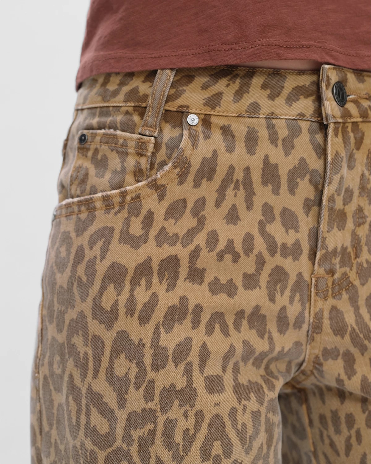 Leopard $|& Bayeas Mid Rise Relaxed Straight Leg Jeans - Hanger Back