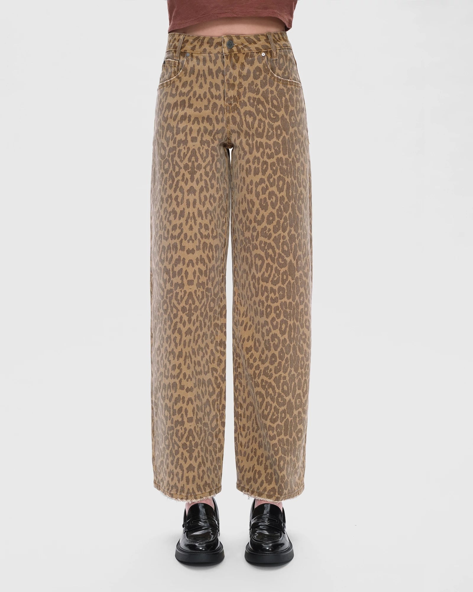 Leopard $|& Bayeas Mid Rise Relaxed Straight Leg Jeans - VOF Detail