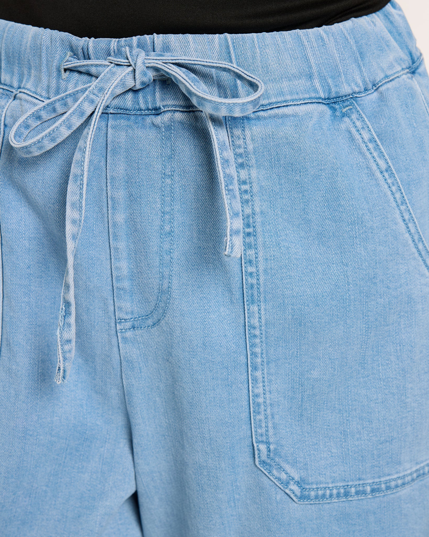 Light Blue $|& Bayeas High Rise Relaxed Chambray Shorts - SOF Full Front