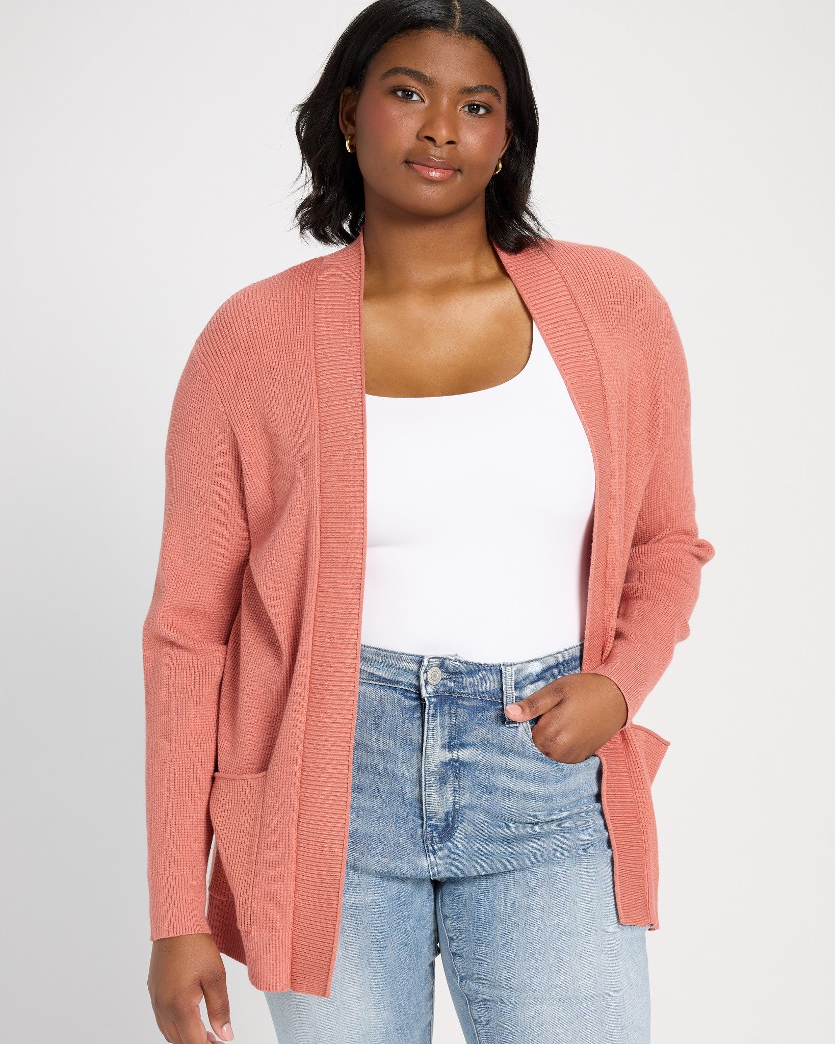 Light Rust $|& Staccato Open Front Pocket Cardigan - SOF Front