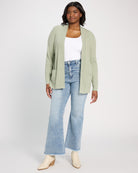 Sage Green $|& Staccato Open Front Pocket Cardigan - UGC On Fig