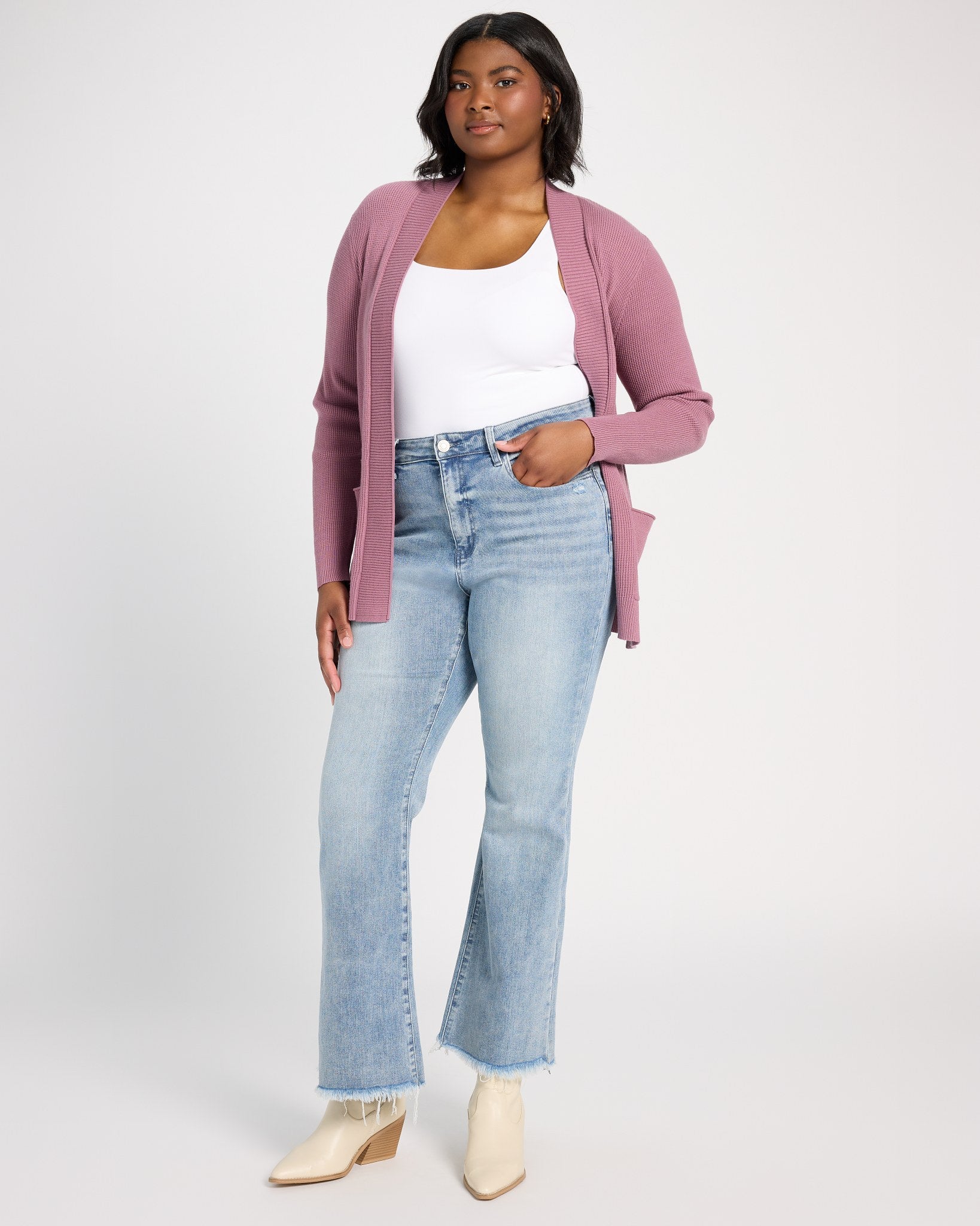 Lilac $|& Staccato Open Front Pocket Cardigan - UGC On Fig