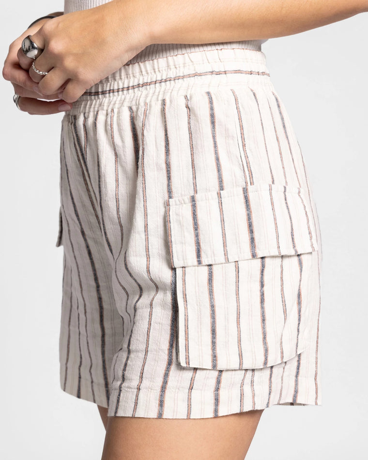 Ivory Navy $|& Thread & Supply Darana Linen-Blend Cargo Shorts - Hanger Front