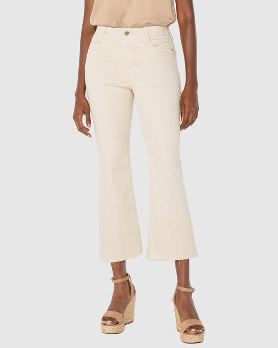Cappuccino Stripe $|& Liverpool Gia Glider Crop Flare Leg Jean With Back Pleat - VOF Detail