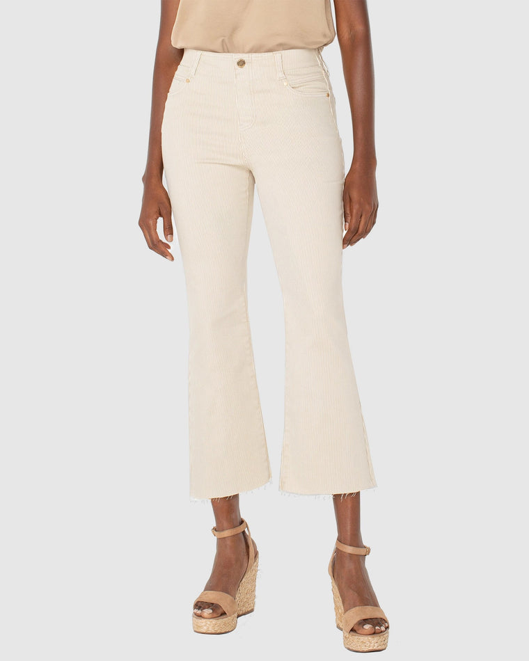 Cappuccino Stripe White $|& Liverpool Gia Glider Crop Flare Leg Jean With Back Pleat - VOF Detail