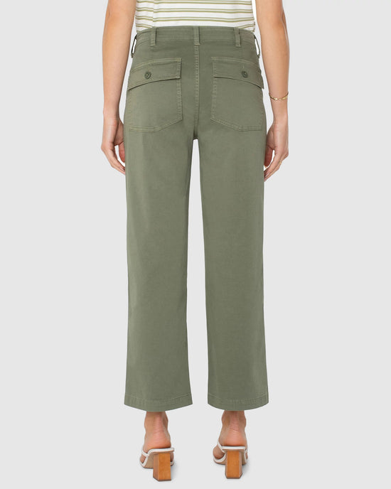 Martini Olive $|& Liverpool Cargo Wide Leg Crop Pant - Hanger Side