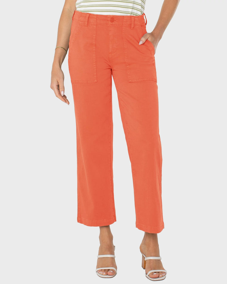 Papaya $|& Liverpool Cargo Wide Leg Crop Pant - VOF Detail