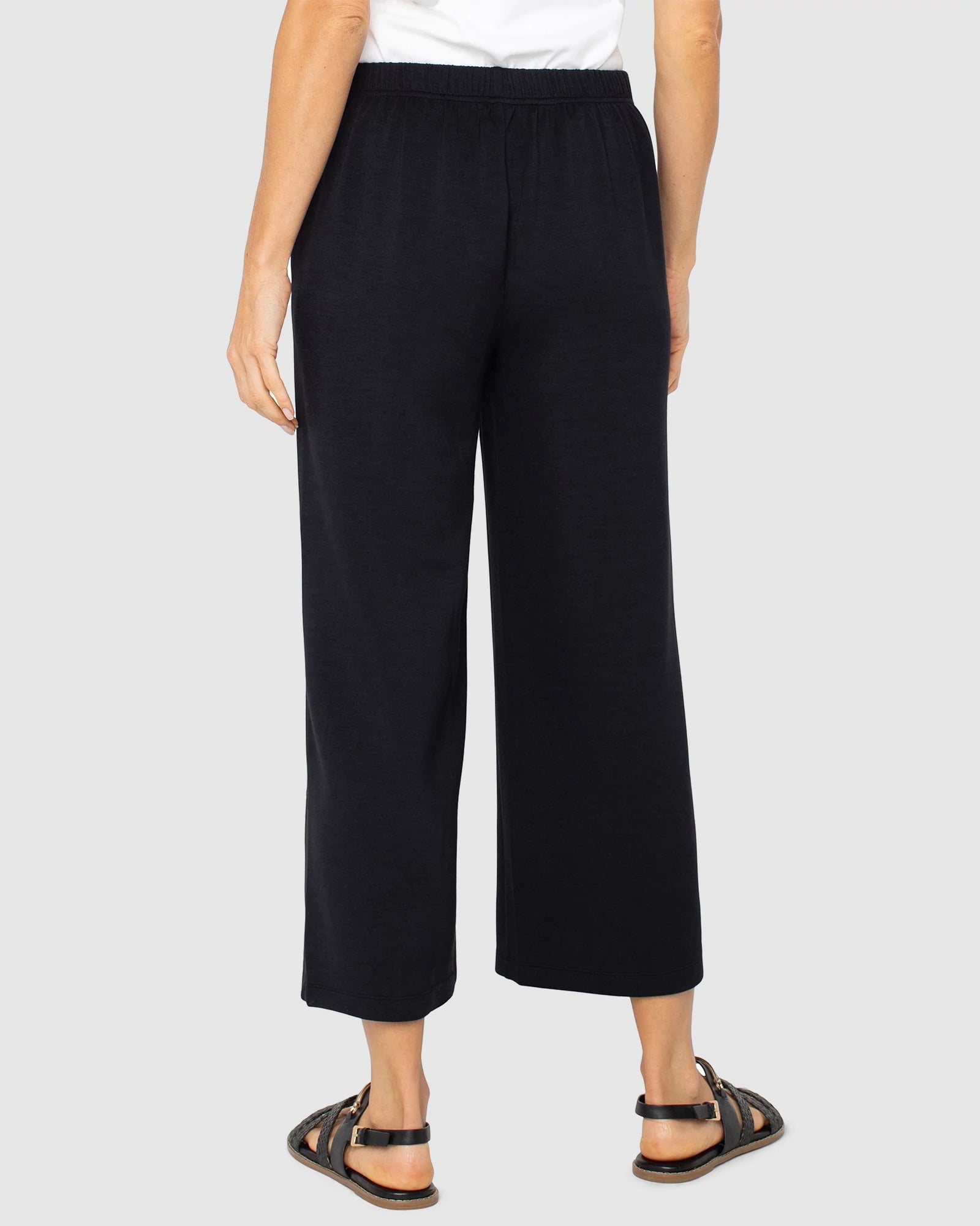 Black $|& Liverpool Cloud Knit Crop Trouser - Hanger Side