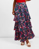 Tiered Floral Midi Skirt
