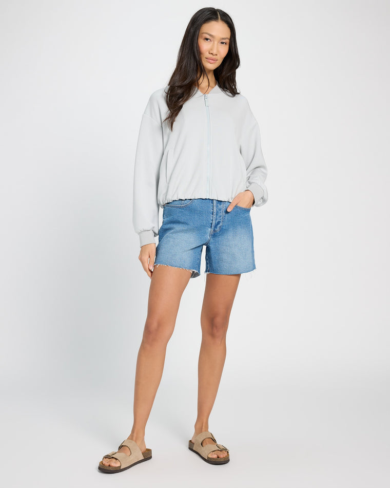 Blue Fog $|& Skies Are Blue Scuba Knit Bomber Jacket - UGC On Fig