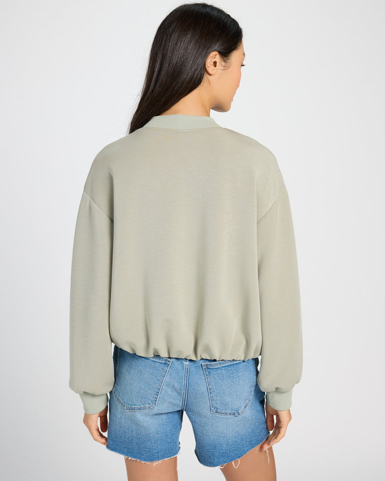 Sage $|& Skies Are Blue Scuba Knit Bomber Jacket - SOF Back