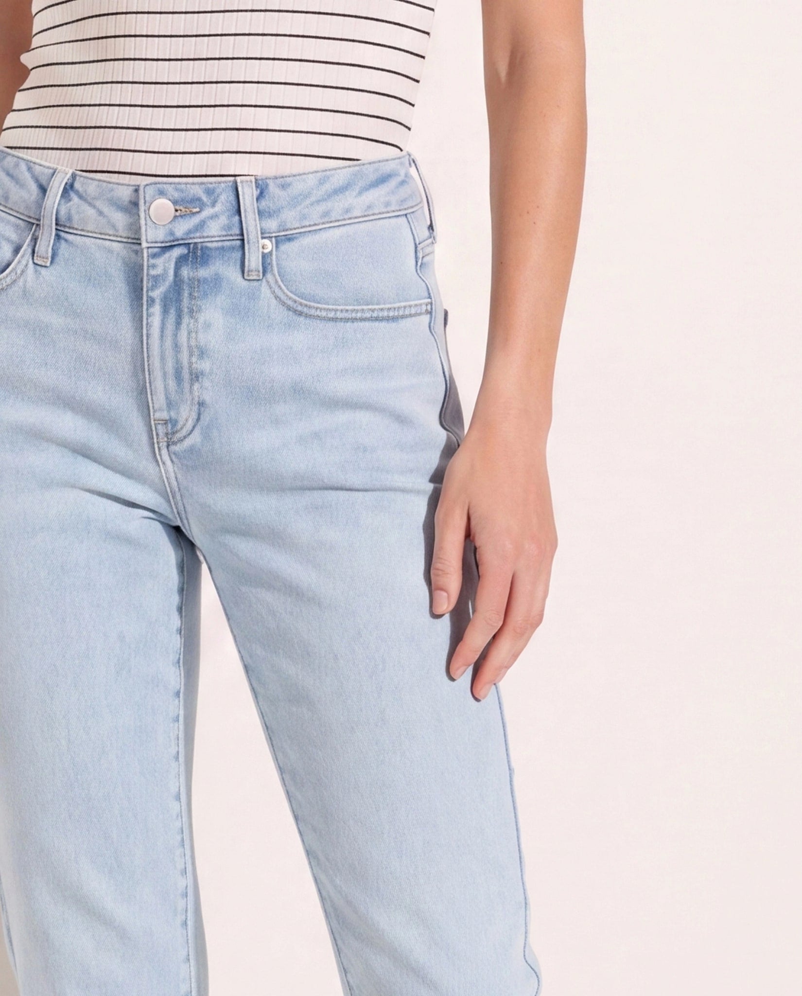 Light Wash $|& SEAS Mid Rise Cuffed Slim Straight Leg Jeans - SOF Back