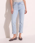Light Wash $|& SEAS Mid Rise Cuffed Slim Straight Leg Jeans - SOF Front