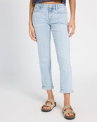 Light Wash $|& SEAS Mid Rise Cuffed Slim Straight Leg Jeans - SOF Front