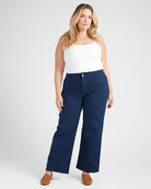 Dark Navy $|& Mica Denim High Rise Wide Leg Pants - SOF Full Front