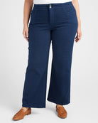 Dark Navy $|& Mica Denim High Rise Wide Leg Pants - SOF Front