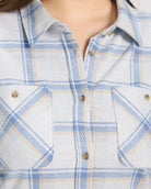 Cream Blue Plaid $|& Thread & Supply Lewis Plaid Shirt - SOF Full Front