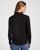 Black $|& Ariella Long Sleeve Cupro Surplice Top - SOF Back