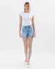 High Rise Cut Hem Shorts