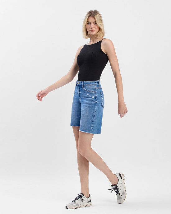 Valour Blue $|& Vervet Mid Rise Bermuda Short - Hanger Front