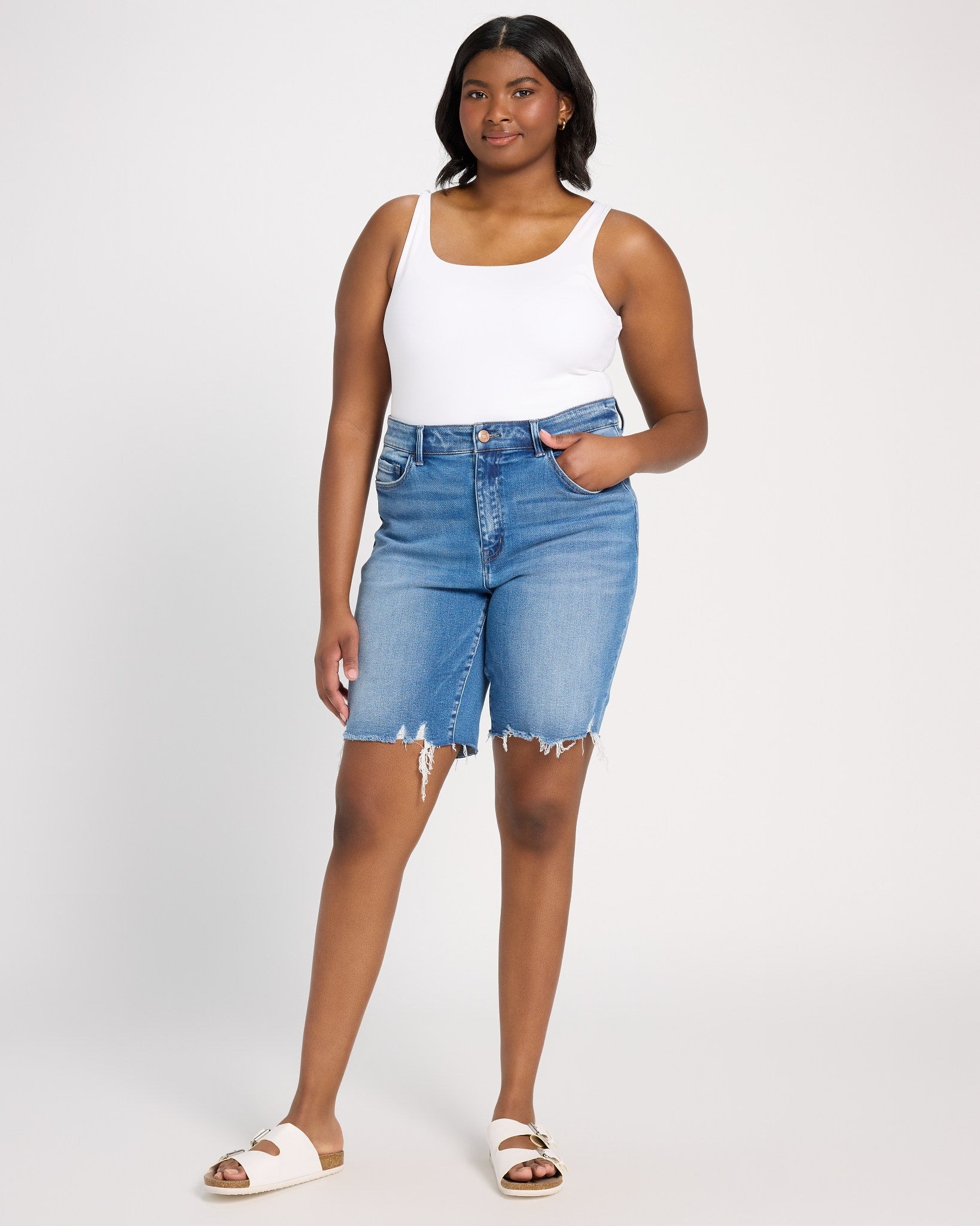 Thrifty $|& Lovervet High Rise Jean Biker Short - UGC On Fig