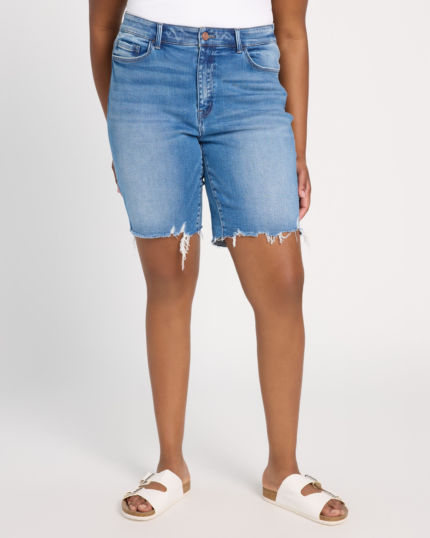 Thrifty $|& Lovervet High Rise Jean Biker Short - SOF Front