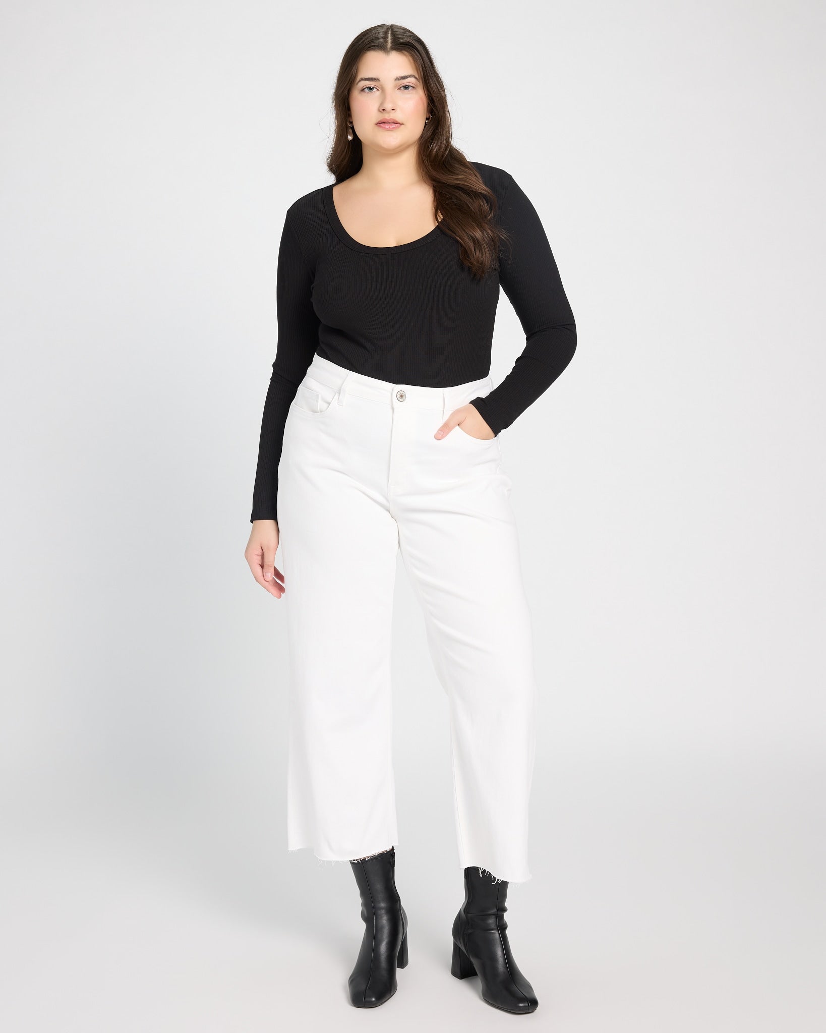 Optic White $|& Vervet High Rise Crop Wide Leg Jeans - UGC On Fig