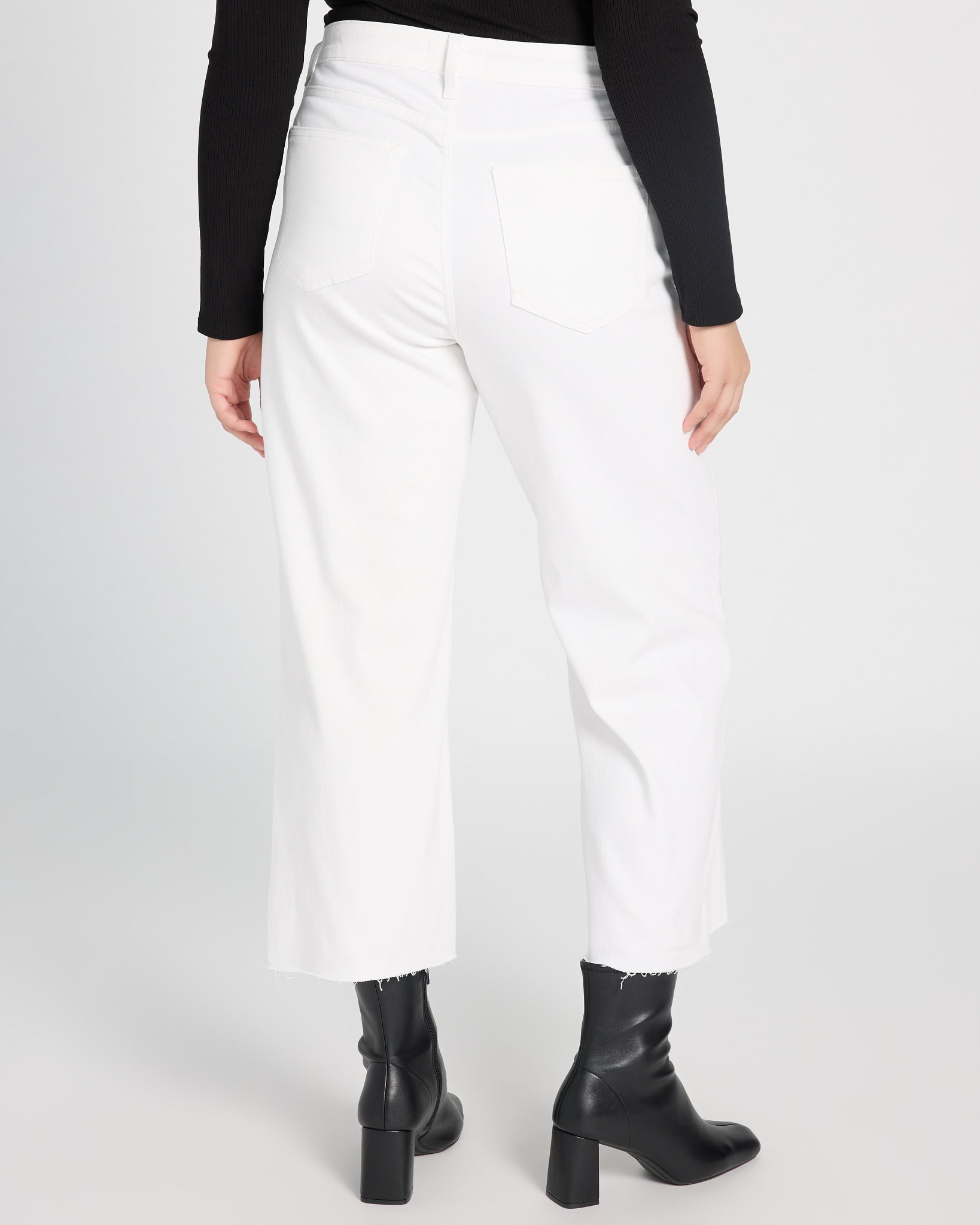 Optic White $|& Vervet High Rise Crop Wide Leg Jeans - SOF Back