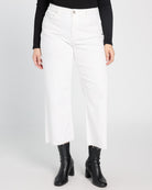 Optic White $|& Vervet High Rise Crop Wide Leg Jeans - SOF Front