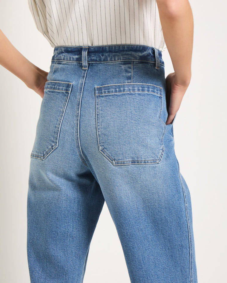 Pacific Blue $|& SEAS Gigi Baby Barrel Cropped Jean - VOF Front