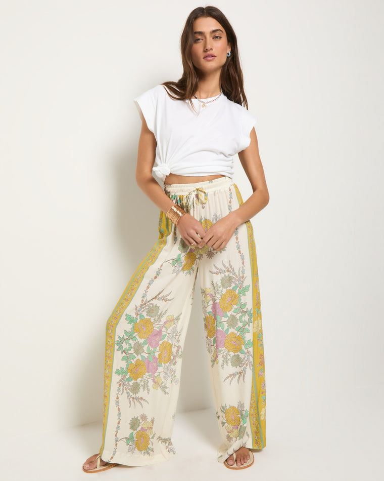 Cream Floral $|& SEAS Zuma Smocked Waist Pant - VOF Side