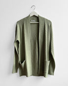 Sage Green $|& Staccato Open Front Pocket Cardigan - Hanger Detail
