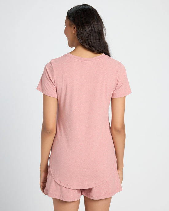 Mauve $|& SEAS Heather Tee and Short Sleep Set - SOF Back