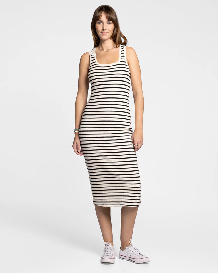Ivory-Black $|& Thread & Supply Jenna Striped Terry Maxi Dress - VOF Detail