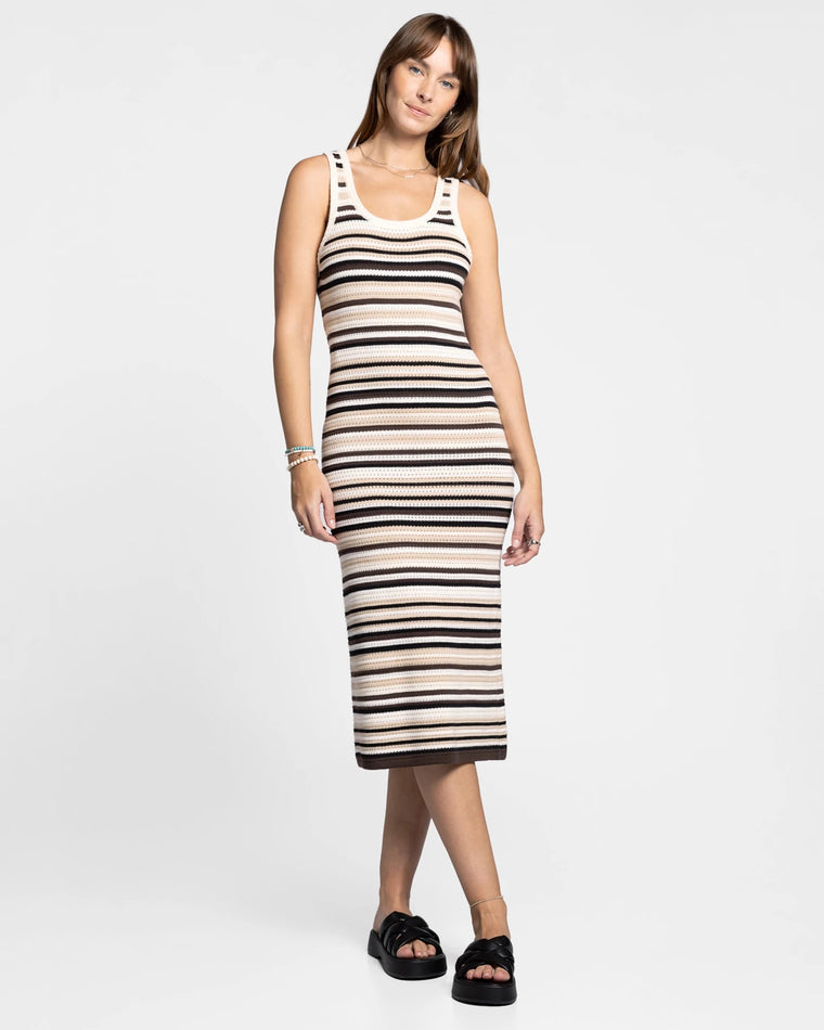 Black-Multi $|& Thread & Supply Yanell Striped Sweater Knit Midi Dress - VOF Detail