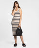 Yanell Striped Sweater Knit Midi Dress