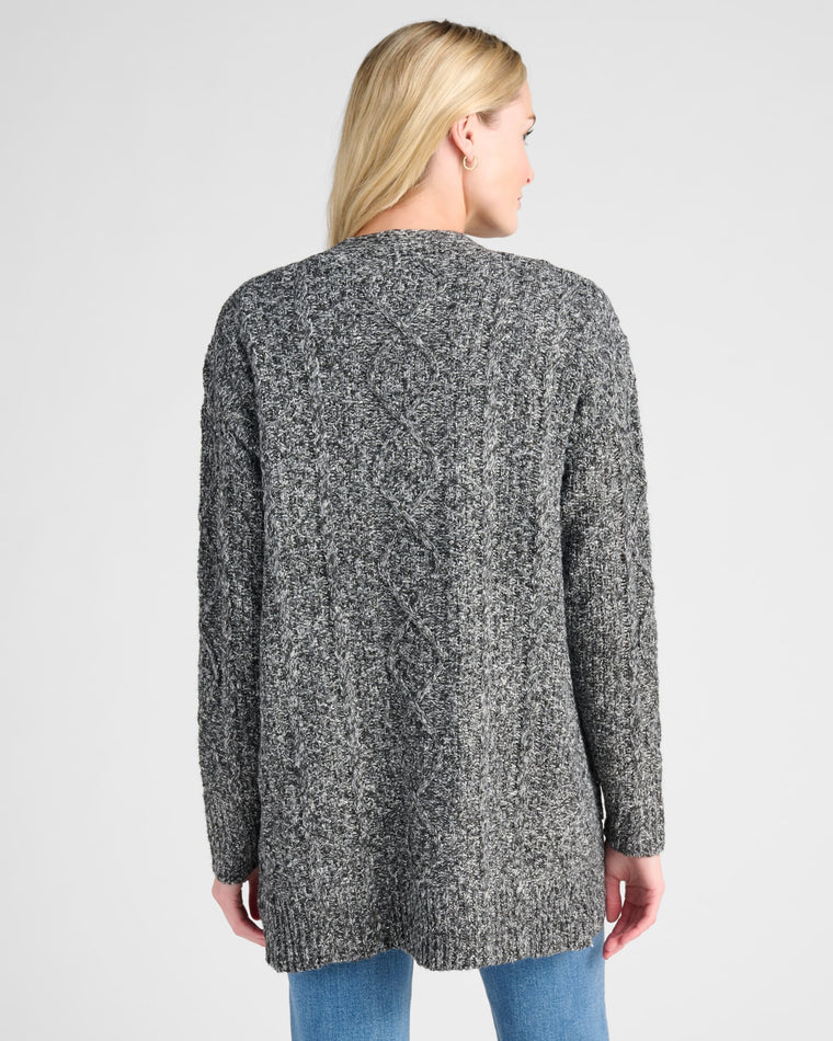 Dark Charcoal $|& Staccato Marled Cardigan - SOF Back