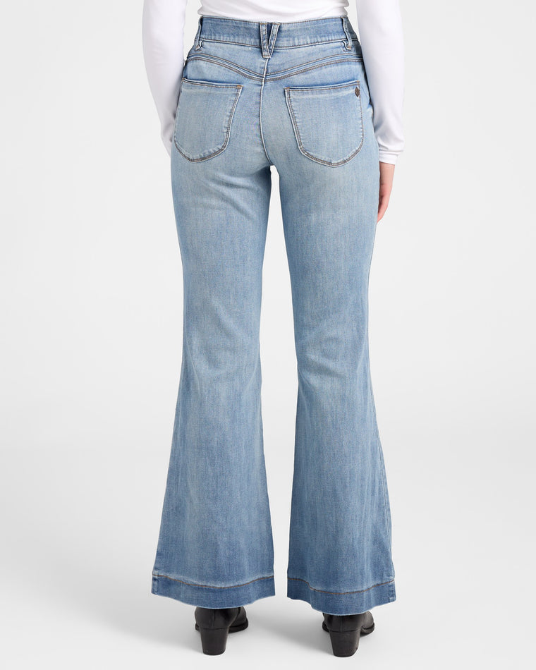Light Blue Artisanal $|& Democracy Absolution Retro Flare Leg Jeans - SOF Back