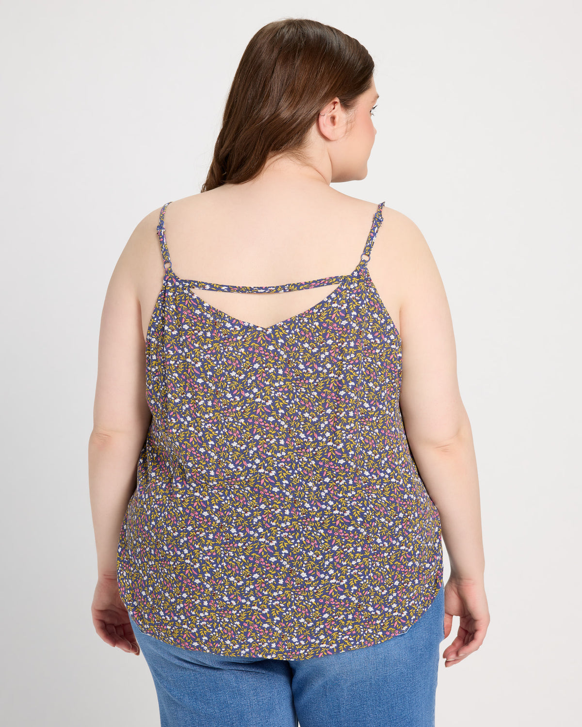 Navy-Multi $|& Skies Are Blue Back Strap Floral Cami Top - SOF Back