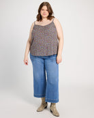 Navy-Multi $|& Skies Are Blue Back Strap Floral Cami Top - UGC On Fig