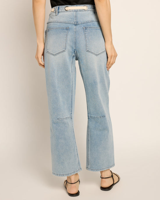 Light Wash $|& Vigoss Barbie Barrel Leg Jeans With Drawstring Waist - SOF Back