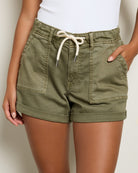 Olive $|& Vigoss Tie Waist Utility Short - SOF Front