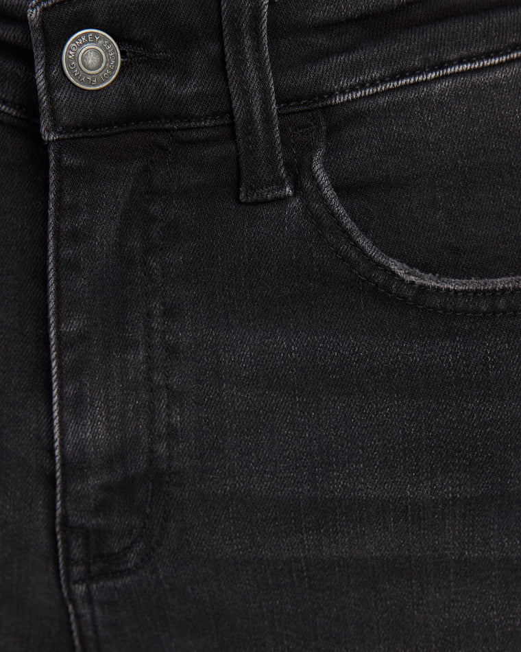 Black $|& Flying Monkey Jeans Mid Rise Loose Fit Wide Leg Jeans - SOF Detail